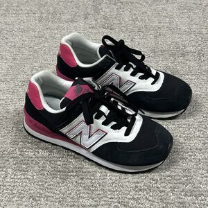 New Balance 574 Shoes Womens 6.5 Black Pink Suede ENCAP WL574NJA Sneakers